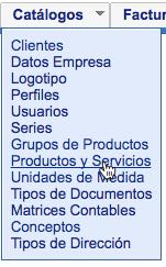 Catálogo de productos y servicios CFDI
